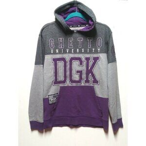 DGK dirty ghetto kids varsity hoodie Mens M color-block gray purple terry lined